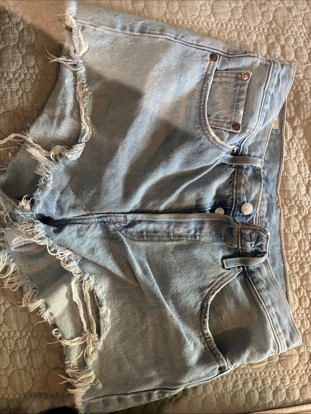 Levi's Light Blue Distressed Denim Jean Shorts